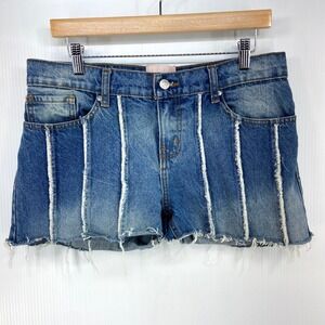 Revice Blue Denim Low Mid Rise Raw Seam Cut Off Shorts Jorts Womens 29